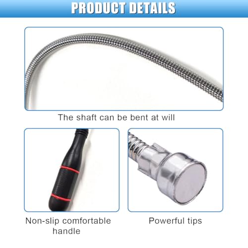 Flexible Magnetic Pickup Tool 24" Long Bendable Magnet Snake Retriever Stick, Bend-It Magnet Pick-Up Sweeper for Hard-to-Reach Car Keys, Screws, Nuts, Bolts, USB, Sink Drains (Big Head) - size: Big Head