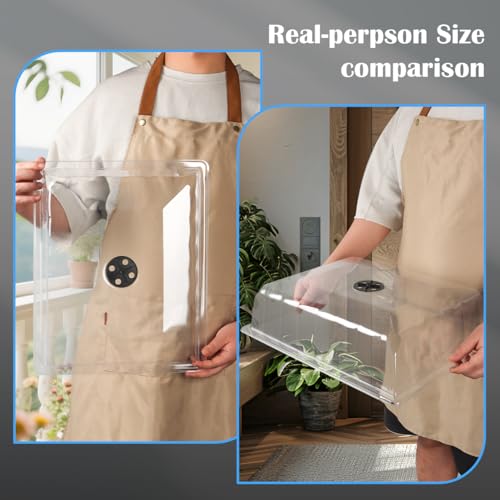 RooTrimmer 10-Pack Leak-Proof Humidity Domes, Plastic Clear Seed Starter Dome, Seed Starter Tray Covers Humidifying and Insulating for Greenhouse Germination and Garden Growing (16"×13", 4" Height) - size: 1613 4 Inch Dome-10P