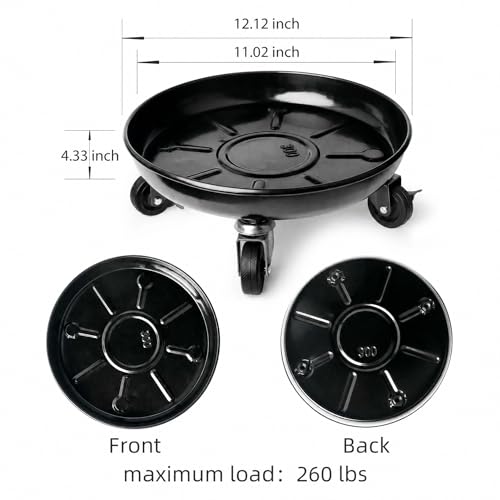 Choclaif Plant Caddy with Wheels,2 Pack Black Heavy Duty Plant Stand with Universal Wheels,Round Pot Trolley for Indoor (12) - size: 12