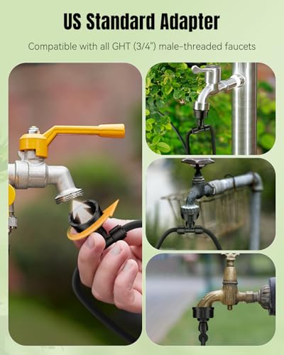 Pawfly 10 Pcs 3/4" to 1/4" Drip Irrigation Faucet Adapters, Quick Connect 3/4" FHT Faucet to 1/4" Tubing Connectors, Push-to-Fit Garden Hose Adapters, Anti-Leak Drip Irrigation Hose Connectors - size: 10pcs Dual-Port Adapters