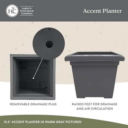 The HC Companies Accent Square Plant Pot, 15.5 Inch, Chocolate, 2-Pack - color: Chocolate, size: 15.5" (Pack of 2)