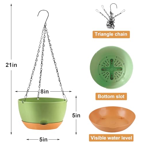 KPUVX 4 Pack Plastic Hanging Planters, 8 Inch, Green - color: Green, size: 8 inch