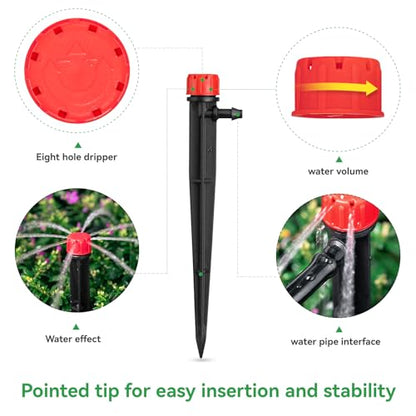 50pcs Adjustable Drip Irrigation Emitters: Garden Drippers for 1/4" Tubing - size: 50pcs Drip Emitters