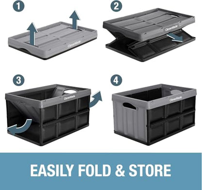 CleverMade Collapsible Storage Bins, 32L 3 Pack, 66 lb Stackable, Stone - color: Stone, size: 32l - 3 Pack