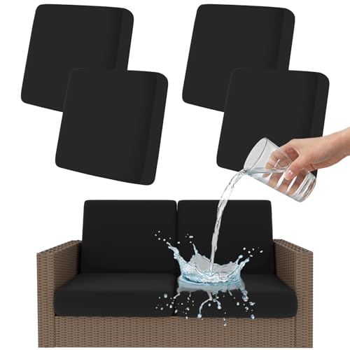Smiry Waterproof Patio Cushion Covers, Stretch Outdoor Furniture Covers - color: Black, size: 4PCS