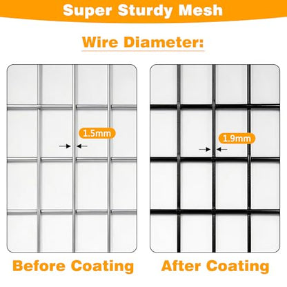 Black PVC Coated Welded Wire Fencing, 72in High x 50ft Long, 2 inch x 3 inch 16GA 2/3/4/5/6 Ft Tall Welded Wire Fence Rolls, Black Metal Garden Fence Wire Roll Garden Fencing for Yard - color: Black, size: 2"x3" 16GA 72" x 50'
