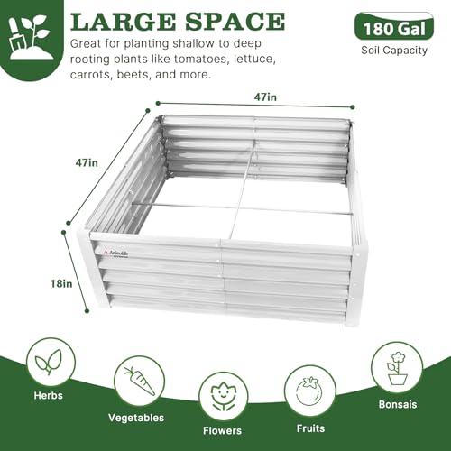 Anleolife 4x4x1.5ft Square Galvanized Raised Garden Bed, Antique White - color: Square-antique White, size: 4x4x1.5ft Tall
