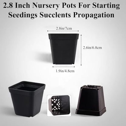 100 Packs Square Nursery Pots for Plants 2.8 Inch Seedling Pots - size: 2.8 Inch