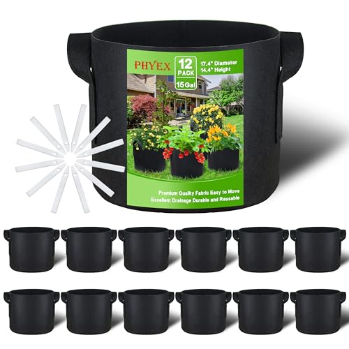 12-Pack 15 Gallon Grow Bags - size: 15 Gallon