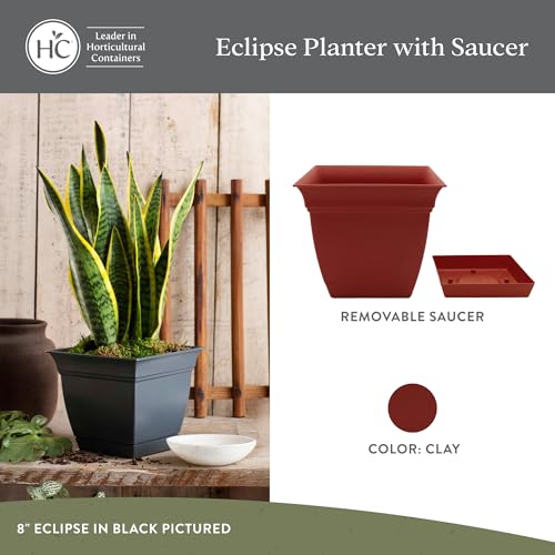 The HC Companies Eclipse Square Planter Pot, 12 Inch, Clay, 2-Pack - color: Clay, size: 12", style: Pack of 2