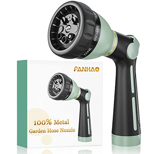 FANHAO Heavy Duty Garden Hose Nozzle, Metal Hose Sprayer Easy Thumb Control - color: Light Green