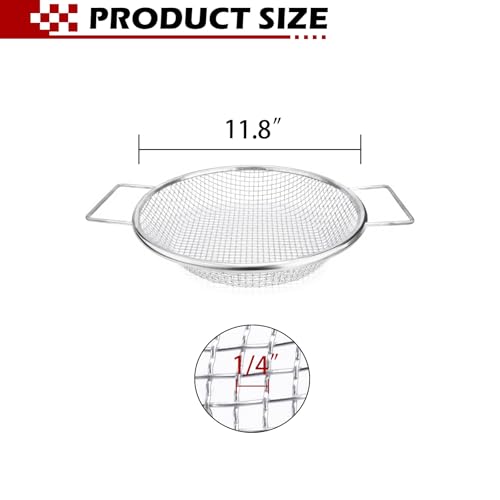 Round Soil Sifter (1/4-inch Mesh) Stainless Steel with Handle