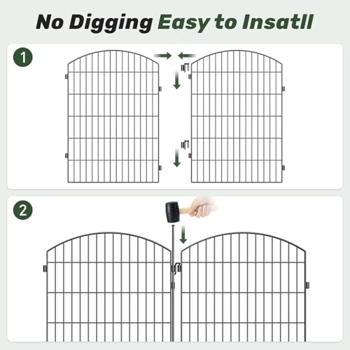 3-Layer Garden Fence with Gate 10 Panel 40in H×23ft L - size: 40 in (H)