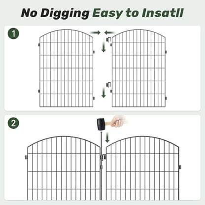 3-Layer Garden Fence with Gate 10 Panel 40in H×23ft L - size: 40 in (H)