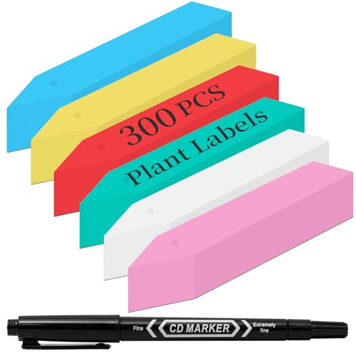 Dalzom® 300Pcs 4" Plant Labels with Marker Pen, Waterproof Plastic Plant Tags for Outdoor Seedlings Vegetable Garden Signs Markers Label Stakes (Multicolor) - color: Multicolor