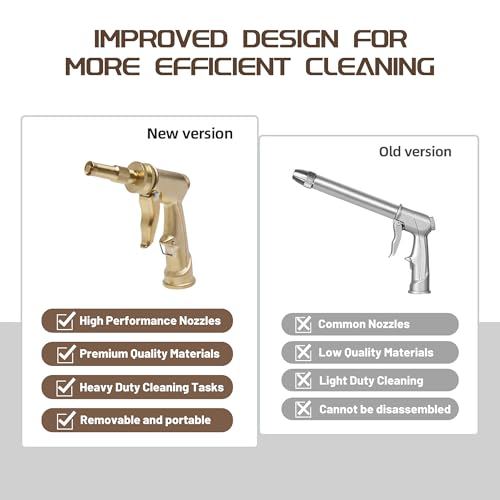 High Pressure Hose Nozzle with Soap Dispenser, Metal Foam Gun Sprayer - color: Brass