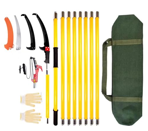 30Ft Tree Pole Pruner, 2025 Upgraded Spring Manual Branches Trimmer for Garden Tools Loppers Hand Pole Saws Extendable Height with Knives and Storage Pocket