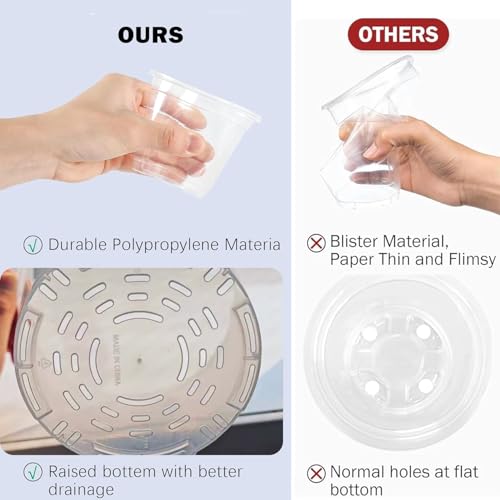 Hourleey 36 Pack 4/5/6/7 Inch Clear Nursery Pots for Plants, Plant Pots with Drainage Holes, Transparent Seedling Pots for Seed Starters Planter Flower