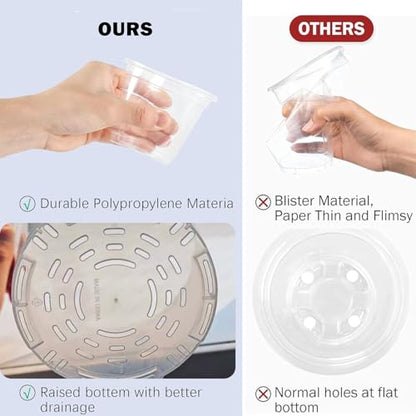 Hourleey 36 Pack 4/5/6/7 Inch Clear Nursery Pots for Plants, Plant Pots with Drainage Holes, Transparent Seedling Pots for Seed Starters Planter Flower
