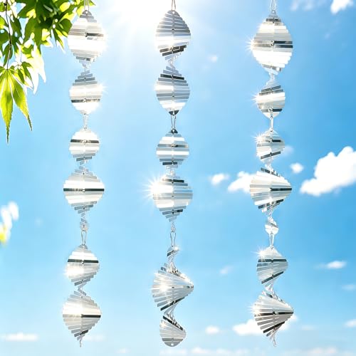 Bird Deterrents for Outside, 9PCS 3D Wind Spinners Outdoor Garden Decor, Bird Reflectors to Keep Birds, Woodpeckers, Pigeons Away from House, Outdoor Garden, Patio and Yard - size: 9pcs