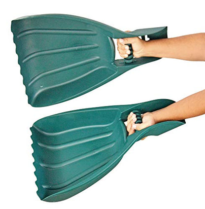 Home-X Leaf Collector Hand Scoop Set, Leaf Collector Shovels with Handles for Garden and Yard Landscaping, Gardening Hand Tools, Set of 2, 21" L x 14" W x 2" H, Green