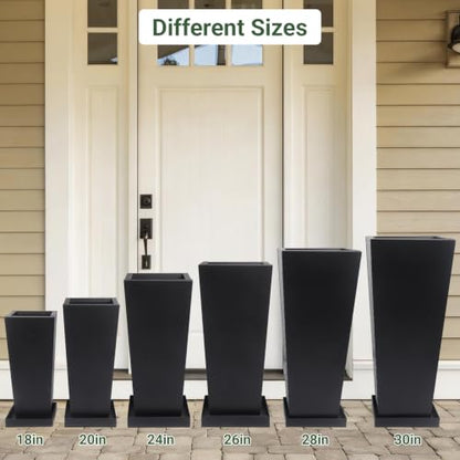 26" Metal Tall Outdoor Planters Set of 2, Durable & Wealtherproof - size: 26" H