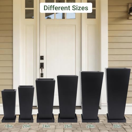 30" Metal Tall Outdoor Planters Set of 2, Durable & Wealtherproof - size: 30" H