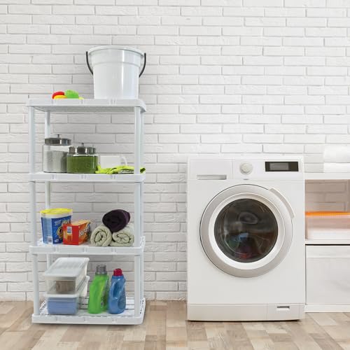 Gracious Living Knect-A-Shelf 4-Shelf Plastic Storage Unit & Rack, White - color: 4 Shelf - White, size: 1 Pack