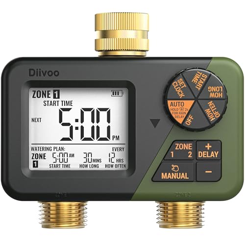 Diivoo Brass Hose Timer 2 Outlet, Sprinkler Timer for Garden Hose - size: 2 Zone