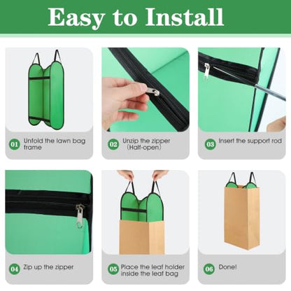2 Pack Leaf Bag Holder Pop Up Portable Foldable