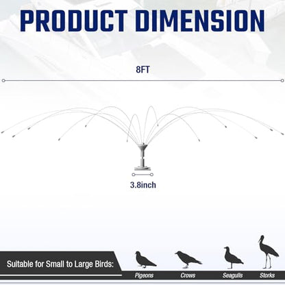 Salcod Bird Deterrent Outdoor, 360° Wind-Powered Stainless Steel Rods, 8ft - size: 8 ft