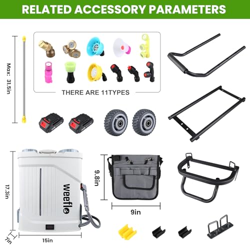 Battery Powered Backpack Sprayer,4 Gallon Electric Sprayer with Wheeled Cart