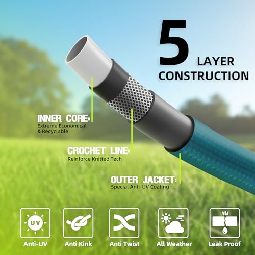 Worth 3/4” x 25 ft Heavy Duty Green Garden Hose, Male to Female Fittings - color: Green, size: 3/4" x 25ft' (25feet)