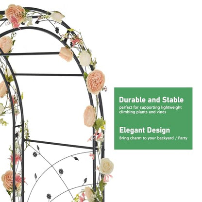 VINGLI Garden Arbor, Arch for Wedding Ceremony Party, Christmas Garden Decor Steel Garden Trellis for Plant Climbing, Pergola for Garden, Backyard, Lawn (Black-59x84) - style: Arch Top