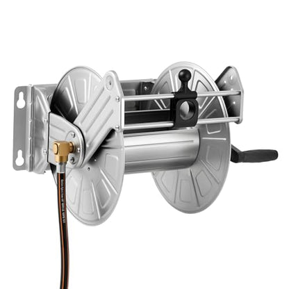 VEVOR Wall Mounted Garden Hose Reel Holds 150 ft 5/8-inch Water Hose Winder - color: Silver, size: 150ft, 5/8-inch, Wall Mounted