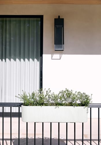 Veradek Demi Series Railing Planter - Round Window Box with Bracket - color: White, size: 36 inch - 2 Pack