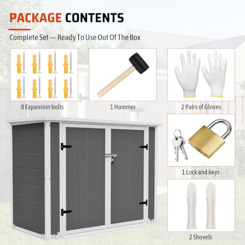 Outdoor Storage Shed Deck Box with Ramp and Lockable Lid - color: Gray - 56.10 X 28.90 X 43.90 Inch