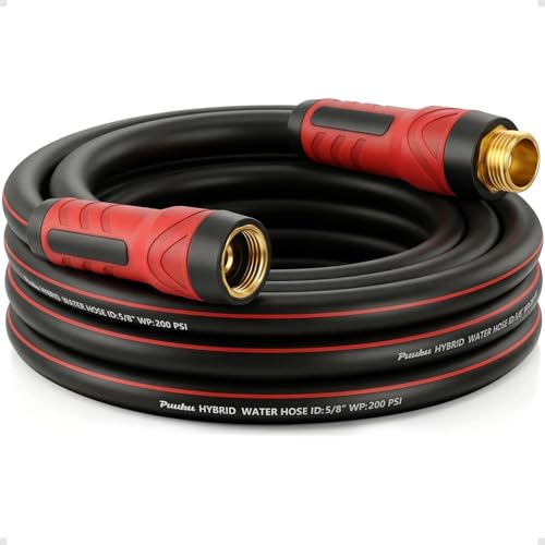 Garden Hose 15ft x 5/8", NON-EXPANDABLE Heavy Duty Premium Flexible Hose - color: Red, size: 15ft