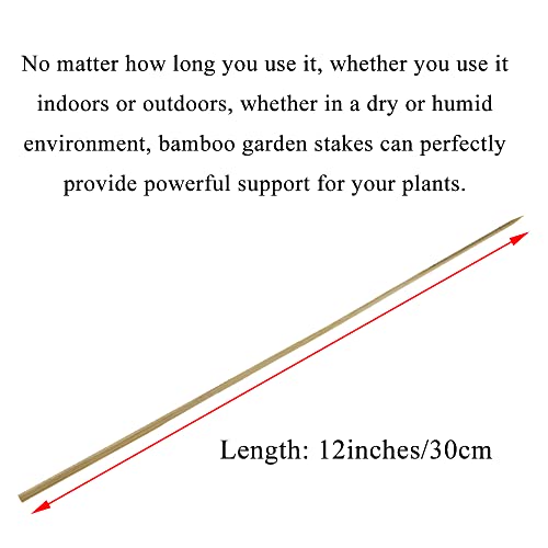 HAHIYO 12Inches 25PCs Natural Carbonized Bamboo Plant Stake Wood Garden Stake Bamboo Rod Plant Support Wooden Plant Support Floral Stick for Orchid Tomato Potted Plant Indoor Outdoor Gardening - size: 12In-25P