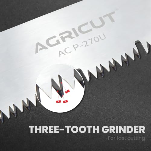 AGRICUT 10.6" Hand Pruning Saw - Tree Saw Curved with Saw Sheath Non-Slip Comfort Grip for Tree Trimming Gardening