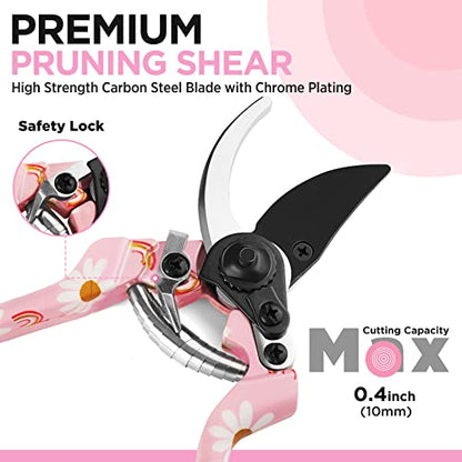 WORKPRO 5PCS Gardening Tools, Aluminum Heavy Duty Garden Tool Set with Bag - style: Pink with bag