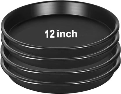 4Pack 12Inch Plastic Drip Trays Plant Saucers for Indoors Outdoor Plant, Thick Heavy Durable Sturdy Flower Pot Trays for Pots Planter, Black… - size: 4pack 12inch