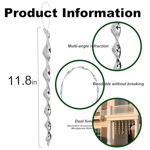 15Pcs Woodpecker Deterrent for House – Bird Reflectors and Deterrent Spinners for Outside – Premium Material, Easy to Use, Drive Birds Away, House Decorations, Wide Applications