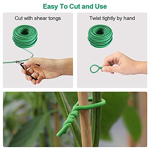 Soft Plant Ties, Garden Ties TPR Flexible Durable Heavy Duty Twist Wire for Twine Tomato Branches Vines and Tying Up Cable Wires (Green) (50ft, 0.2in) - size: 50ft