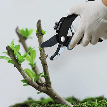 Nevlers 8" Anvil Pruning Shears Heavy Duty Garden Pruners w/ 8mm Cut Cap - color: Black, size: Anvil