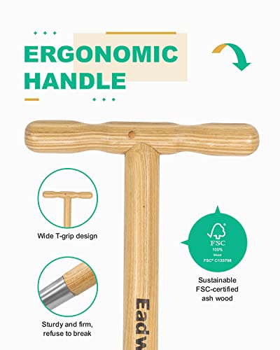 Long Handle Bulb & Grass Plug Planter, Pro Plugger with Depth Marker & Sharp Teeth, Solid Wood Handle - size: Long-Handled Bulb Planter