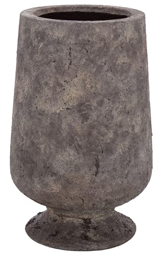 SAFAVIEH Outdoor - Stark Planter Pot with Drainage - Antique Brown Ficonstone Cement - Weather Resistant - Ideal for Patio, Garden, Backyard, 12" Wx 12" D x 18.9" H (PAT1551A) - color: Antique Brown