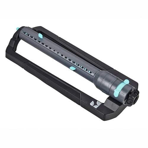 Turbo Oscillating Sprinkler 100003, Adjustable Sprinkler Spray Width & Range, Covers Up to 4,000 Square Feet, 18 Precision Nozzles for Even Watering, by New England Garden Tools