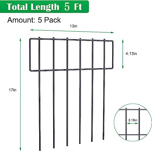 5 Pack Animal Barrier Fence, 13" Lx17 H Garden Fence for Dogs Metal Fence Panels for Garden Yard Outdoor
