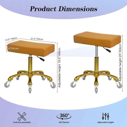 Antlu Rolling Stool Heavy Duty with Wheels Heavy Duty 450lbs,Camel - color: Camel